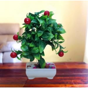 Hitech Artificial Green Cherry Bonsai with Pot for Home, Garden and Office Decor Hitech Artificial Green Cherry Bonsai with Pot for Home, Garden and Office Decor
