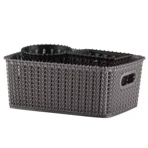 Hitech Home One Marvel No. 20 Black & Silver Plastic Basket (Set of 3)