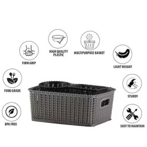Hitech Home One Marvel No. 20 Black & Silver Plastic Basket (Set of 3)