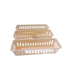 Plastic Basket Organizer – Durable PP Storage Bin with Handles, Stackable & Ventilated – Multi‑Purpose Organizer for Kitchen, Bathroom, Pantry, Office (Light peach) set of 3