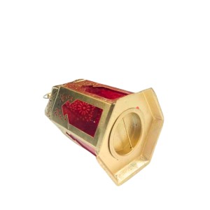 Moroccan Style Gold Lantern with Green Glass – Decorative Metal Candle Holder for Ramadan, Eid, Weddings, Home Decor & Parties – Vintage Hanging Lantern. (Red) Moroccan Style Gold Lantern with Green Glass – Decorative Metal Candle Holder for Ramadan, Eid, Weddings, Home Decor & Parties – Vintage Hanging Lantern. (Red)