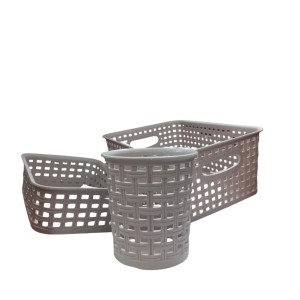 Light purple Plastic Storage Basket, Durable Storage Container, Organizer Basket, Home Storage, Plastic Basket for Closet, Bathroom, Kitchen, Office combo (set of 3) (Light purple)