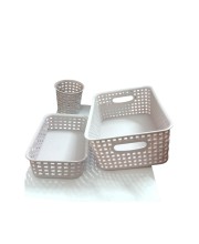 Light purple Plastic Storage Basket, Durable Storage Container, Organizer Basket, Home Storage, Plastic Basket for Closet, Bathroom, Kitchen, Office combo (set of 3) (Light purple) Light purple Plastic Storage Basket, Durable Storage Container, Organizer Basket, Home Storage, Plastic Basket for Closet, Bathroom, Kitchen, Office combo (set of 3) (Light purple)
