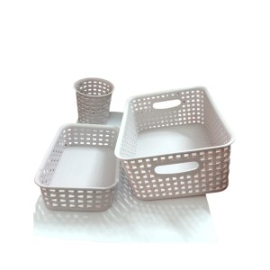 Light purple Plastic Storage Basket, Durable Storage Container, Organizer Basket, Home Storage, Plastic Basket for Closet, Bathroom, Kitchen, Office combo (set of 3) (Light purple)