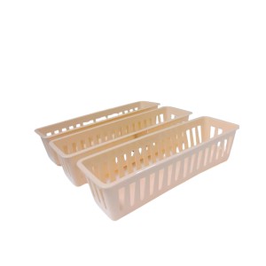 Plastic Basket Organizer – Durable PP Storage Bin with Handles, Stackable & Ventilated – Multi‑Purpose Organizer for Kitchen, Bathroom, Pantry, Office (Light peach) set of 3
