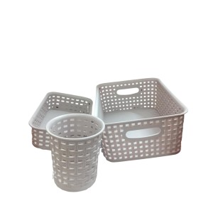 Light purple Plastic Storage Basket, Durable Storage Container, Organizer Basket, Home Storage, Plastic Basket for Closet, Bathroom, Kitchen, Office combo (set of 3) (Light purple)