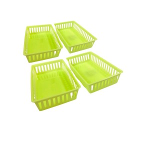 Plastic Rectangular Storage Basket Set of 4 – Multipurpose Organizer Trays for Kitchen, Office & Home Use (Green) Plastic Rectangular Storage Basket Set of 4 – Multipurpose Organizer Trays for Kitchen, Office & Home Use (Green)