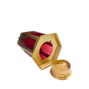 Moroccan Style Gold Lantern with Green Glass – Decorative Metal Candle Holder for Ramadan, Eid, Weddings, Home Decor & Parties – Vintage Hanging Lantern. (Red) Moroccan Style Gold Lantern with Green Glass – Decorative Metal Candle Holder for Ramadan, Eid, Weddings, Home Decor & Parties – Vintage Hanging Lantern. (Red)