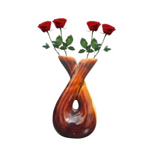 Ceramic Double Face Flower Vase for Living Room, Bedroom & Dining Table | Decorative Glossy Finish Vase for Home Decor & Gifting (Brown Finish)