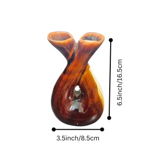 Ceramic Double Face Flower Vase for Living Room, Bedroom & Dining Table | Decorative Glossy Finish Vase for Home Decor & Gifting (Brown Finish)