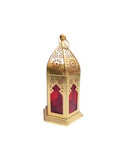 Moroccan Style Gold Lantern with Green Glass – Decorative Metal Candle Holder for Ramadan, Eid, Weddings, Home Decor & Parties – Vintage Hanging Lantern. (Red) Moroccan Style Gold Lantern with Green Glass – Decorative Metal Candle Holder for Ramadan, Eid, Weddings, Home Decor & Parties – Vintage Hanging Lantern. (Red)