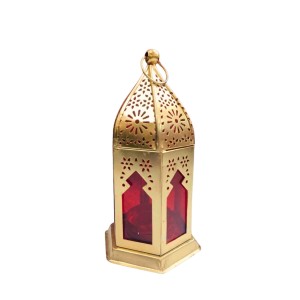 Moroccan Style Gold Lantern with Green Glass – Decorative Metal Candle Holder for Ramadan, Eid, Weddings, Home Decor & Parties – Vintage Hanging Lantern. (Red) Moroccan Style Gold Lantern with Green Glass – Decorative Metal Candle Holder for Ramadan, Eid, Weddings, Home Decor & Parties – Vintage Hanging Lantern. (Red)