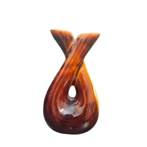 Ceramic Double Face Flower Vase for Living Room, Bedroom & Dining Table | Decorative Glossy Finish Vase for Home Decor & Gifting (Brown Finish)