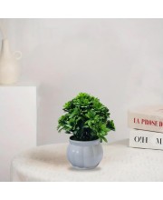 HiTechMart Artificial Green Bush Plant in White Ceramic Vase – Lifelike Faux Desk & Tabletop Plant for Home, Office & Indoor Decor HiTechMart Artificial Green Bush Plant in White Ceramic Vase – Lifelike Faux Desk & Tabletop Plant for Home, Office & Indoor Decor