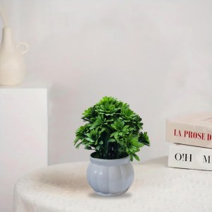 HiTechMart Artificial Green Bush Plant in White Ceramic Vase – Lifelike Faux Desk & Tabletop Plant for Home, Office & Indoor Decor HiTechMart Artificial Green Bush Plant in White Ceramic Vase – Lifelike Faux Desk & Tabletop Plant for Home, Office & Indoor Decor