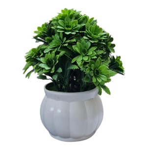 HiTechMart Artificial Green Bush Plant in White Ceramic Vase – Lifelike Faux Desk & Tabletop Plant for Home, Office & Indoor Decor HiTechMart Artificial Green Bush Plant in White Ceramic Vase – Lifelike Faux Desk & Tabletop Plant for Home, Office & Indoor Decor