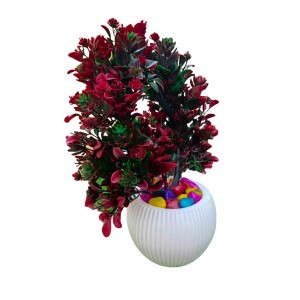 HI TECH Sales Artificial Bonsai Plant with Decorative Pot – Tree with Red & Green Leaves | Home & Office Decor, Tabletop Indoor Plant