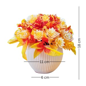 HiTechMart Artificial Flower Arrangement with Vase – Lifelike Orange & Yellow Faux Bouquet for Home Décor, Office, Living Room, Table Centerpiece, and Gift – Elegant & Maintenance-Free
