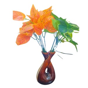 Ceramic Double Face Flower Vase for Living Room, Bedroom & Dining Table | Decorative Glossy Finish Vase for Home Decor & Gifting (Brown Finish)