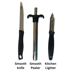 3-in-1 Kitchen Utility Set – S.S Peeler, Gas Lighter, and Veg Knife – Must-Have Tools for Every Kitchen