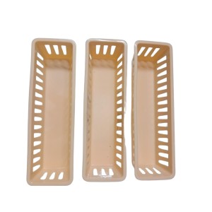 Plastic Basket Organizer – Durable PP Storage Bin with Handles, Stackable & Ventilated – Multi‑Purpose Organizer for Kitchen, Bathroom, Pantry, Office (Light peach) set of 3