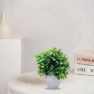 HiTechMart Artificial Green Boxwood Plant in White Ceramic Vase – Realistic Faux Desk & Tabletop Plant for Home, Office & Indoor Décor HiTechMart Artificial Green Boxwood Plant in White Ceramic Vase – Realistic Faux Desk & Tabletop Plant for Home, Office & Indoor Décor