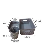 Grey Plastic Storage Basket, Durable Storage Container, Organizer Basket, Home Storage, Plastic Basket for Closet, Bathroom, Kitchen, Office combo (set of 3) Grey Plastic Storage Basket, Durable Storage Container, Organizer Basket, Home Storage, Plastic Basket for Closet, Bathroom, Kitchen, Office combo (set of 3)
