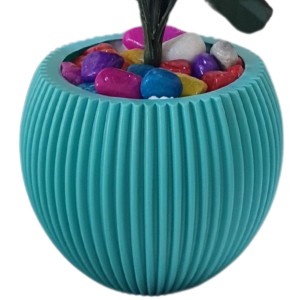HiTechMart Artificial Flower Arrangement in Textured Blue Vase – Faux Pink Lily Bouquet with Decorative Stones for Home & Office Décor, Elegant Tabletop Floral Display HiTechMart Artificial Flower Arrangement in Textured Blue Vase – Faux Pink Lily Bouquet with Decorative Stones for Home & Office Décor, Elegant Tabletop Floral Display