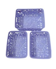 Plastic Storage Baskets Set of 3 – Decorative Organizer Bins with Cutout Design for Home, Office, Bathroom, or Kitchen – Durable & Lightweight – Purple Plastic Storage Baskets Set of 3 – Decorative Organizer Bins with Cutout Design for Home, Office, Bathroom, or Kitchen – Durable & Lightweight – Purple