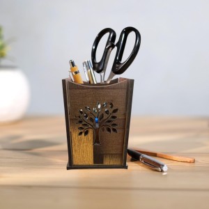 Wooden Pen Holder Stand – Pencil Cup, Makeup Brush Holder, Desk Organizer for Office, Home Decor & Art Supplies Storage Wooden Pen Holder Stand – Pencil Cup, Makeup Brush Holder, Desk Organizer for Office, Home Decor & Art Supplies Storage
