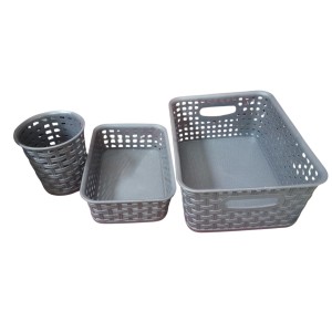 Grey Plastic Storage Basket, Durable Storage Container, Organizer Basket, Home Storage, Plastic Basket for Closet, Bathroom, Kitchen, Office combo (set of 3) Grey Plastic Storage Basket, Durable Storage Container, Organizer Basket, Home Storage, Plastic Basket for Closet, Bathroom, Kitchen, Office combo (set of 3)