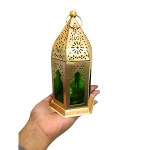 Moroccan Style Gold Lantern with Green Glass – Decorative Metal Candle Holder for Ramadan, Eid, Weddings, Home Decor & Parties – Vintage Hanging Lantern. Moroccan Style Gold Lantern with Green Glass – Decorative Metal Candle Holder for Ramadan, Eid, Weddings, Home Decor & Parties – Vintage Hanging Lantern.