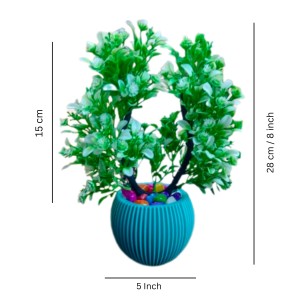 HI TECH Sales Artificial Potted Plant with Green Foliage & Decorative Stones – Faux Bonsai Tree in a Stylish Ribbed Ceramic Vase for Home & Office Décor HI TECH Sales Artificial Potted Plant with Green Foliage & Decorative Stones – Faux Bonsai Tree in a Stylish Ribbed Ceramic Vase for Home & Office Décor
