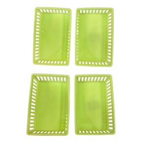 Plastic Rectangular Storage Basket Set of 4 – Multipurpose Organizer Trays for Kitchen, Office & Home Use (Green) Plastic Rectangular Storage Basket Set of 4 – Multipurpose Organizer Trays for Kitchen, Office & Home Use (Green)