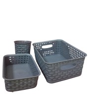Grey Plastic Storage Basket, Durable Storage Container, Organizer Basket, Home Storage, Plastic Basket for Closet, Bathroom, Kitchen, Office combo (set of 3) Grey Plastic Storage Basket, Durable Storage Container, Organizer Basket, Home Storage, Plastic Basket for Closet, Bathroom, Kitchen, Office combo (set of 3)