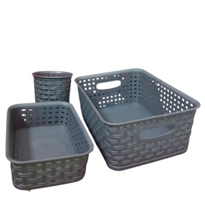 Grey Plastic Storage Basket, Durable Storage Container, Organizer Basket, Home Storage, Plastic Basket for Closet, Bathroom, Kitchen, Office combo (set of 3) Grey Plastic Storage Basket, Durable Storage Container, Organizer Basket, Home Storage, Plastic Basket for Closet, Bathroom, Kitchen, Office combo (set of 3)