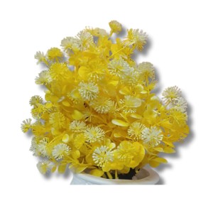 Yellow Artificial Flower Arrangement in White Plastic Pot - Lifelike Faux Flowers for Home & Office Décor Yellow Artificial Flower Arrangement in White Plastic Pot - Lifelike Faux Flowers for Home & Office Décor