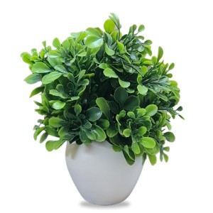 HiTechMart Artificial Green Boxwood Plant in White Ceramic Vase – Realistic Faux Desk & Tabletop Plant for Home, Office & Indoor Décor HiTechMart Artificial Green Boxwood Plant in White Ceramic Vase – Realistic Faux Desk & Tabletop Plant for Home, Office & Indoor Décor