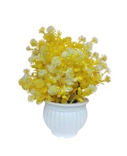 Yellow Artificial Flower Arrangement in White Plastic Pot - Lifelike Faux Flowers for Home & Office Décor Yellow Artificial Flower Arrangement in White Plastic Pot - Lifelike Faux Flowers for Home & Office Décor