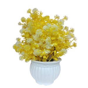 Yellow Artificial Flower Arrangement in White Plastic Pot - Lifelike Faux Flowers for Home & Office Décor Yellow Artificial Flower Arrangement in White Plastic Pot - Lifelike Faux Flowers for Home & Office Décor