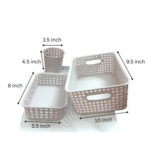 Light purple Plastic Storage Basket, Durable Storage Container, Organizer Basket, Home Storage, Plastic Basket for Closet, Bathroom, Kitchen, Office combo (set of 3) (Light purple)