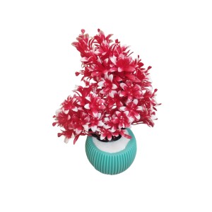 Artificial Pink Chrysanthemum Flower Bunch with Textured Teal Pot | 12 x 4.5 Inches Decorative Faux for Home & Office Artificial Pink Chrysanthemum Flower Bunch with Textured Teal Pot | 12 x 4.5 Inches Decorative Faux for Home & Office