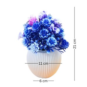 HiTechMart Artificial Flower Arrangement in Vase – Lifelike Blue & Purple Faux Bouquet for Home Décor, Office, Living Room, Table Centerpiece, and Gift – Elegant & Maintenance-Free