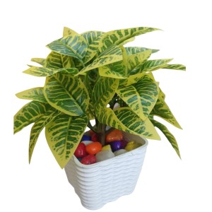 Artificial Leaf Plant with Pot Realistic Faux Greenery Indoor Decoration Home Office Tabletop Decor Artificial Leaf Plant with Pot Realistic Faux Greenery Indoor Decoration Home Office Tabletop Decor