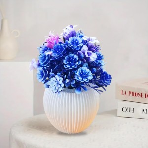 HiTechMart Artificial Flower Arrangement in Vase – Lifelike Blue & Purple Faux Bouquet for Home Décor, Office, Living Room, Table Centerpiece, and Gift – Elegant & Maintenance-Free