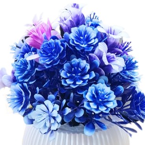 HiTechMart Artificial Flower Arrangement in Vase – Lifelike Blue & Purple Faux Bouquet for Home Décor, Office, Living Room, Table Centerpiece, and Gift – Elegant & Maintenance-Free