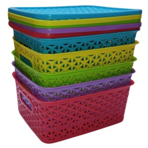 Hi Tech Sales Unbreakable Multipurpose Plastic Baskets with Lid | For Fruit, Bathroom, Stationary, Home, Kitchen, Office | Rectangular, Small, Color: Sky, Yellow, Green, Red, violet (20 X 15.5 X 9 cm) Hi Tech Sales Unbreakable Multipurpose Plastic Baskets with Lid | For Fruit, Bathroom, Stationary, Home, Kitchen, Office | Rectangular, Small, Color: Sky, Yellow, Green, Red, violet (20 X 15.5 X 9 cm)