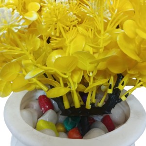 Yellow Artificial Flower Arrangement in White Plastic Pot - Lifelike Faux Flowers for Home & Office Décor Yellow Artificial Flower Arrangement in White Plastic Pot - Lifelike Faux Flowers for Home & Office Décor