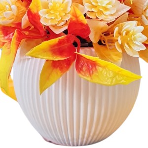 HiTechMart Artificial Flower Arrangement with Vase – Lifelike Orange & Yellow Faux Bouquet for Home Décor, Office, Living Room, Table Centerpiece, and Gift – Elegant & Maintenance-Free