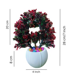 HI TECH Sales Artificial Bonsai Plant with Decorative Pot – Tree with Red & Green Leaves | Home & Office Decor, Tabletop Indoor Plant